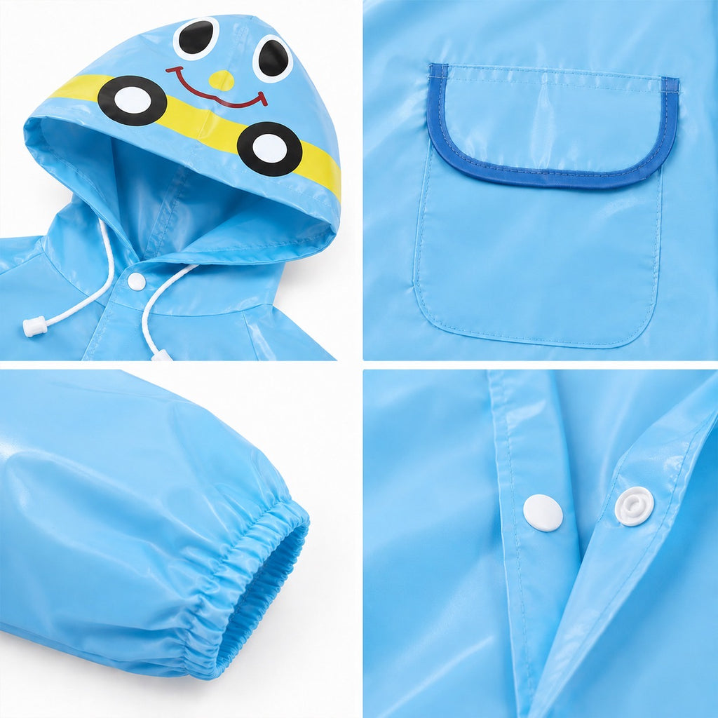 Poncho Raincoat for Kids Boys & Girls, Waterproof Polyester with Hood, Pockets & School Bag Cover, Lightweight Kids Rainwear for School, Outdoors Bright Colours, 3-7 Years