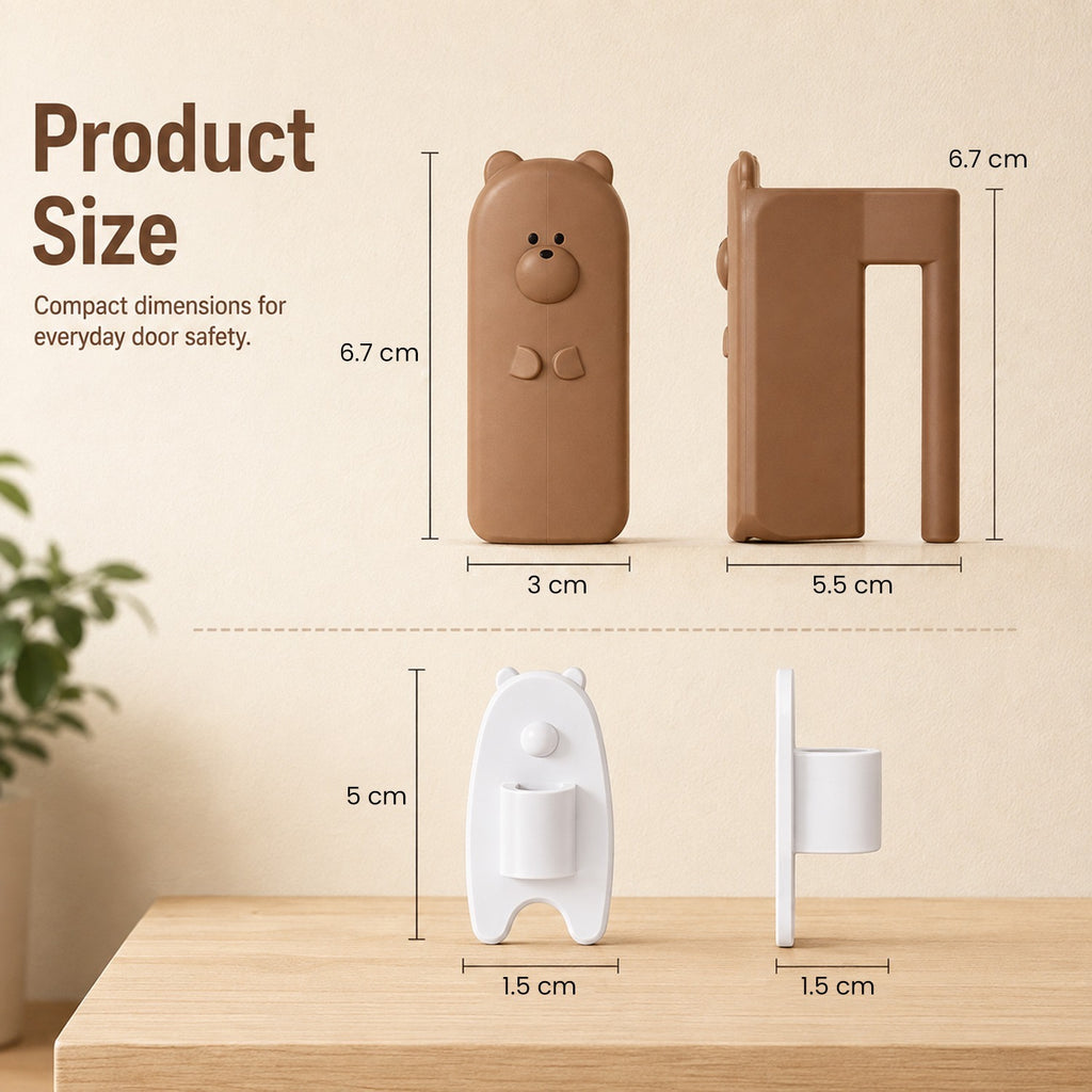TONY STARK Baby Safety Door Pinch Guard, Cartoon Bear Finger Protector for Kids, Anti-Slam Door Guard for Babies, Toddlers & Children, Soft Door Safety Stopper for Home, Bedroom & Nursery (Pack of 4)