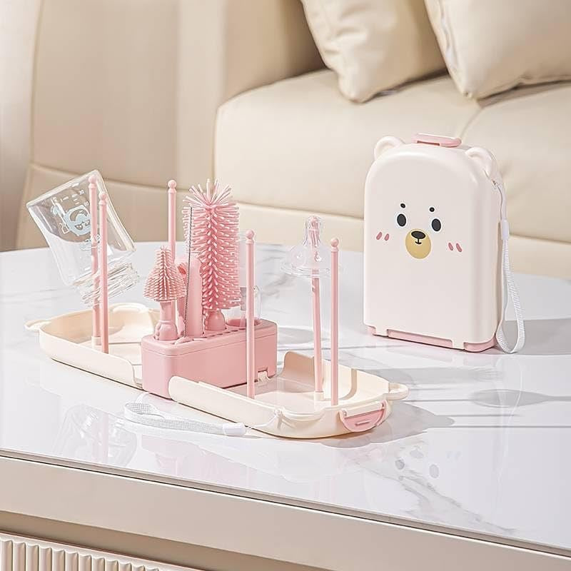 Silicone Baby & Kids Bottle Cleaning Brush Set with Storage Box