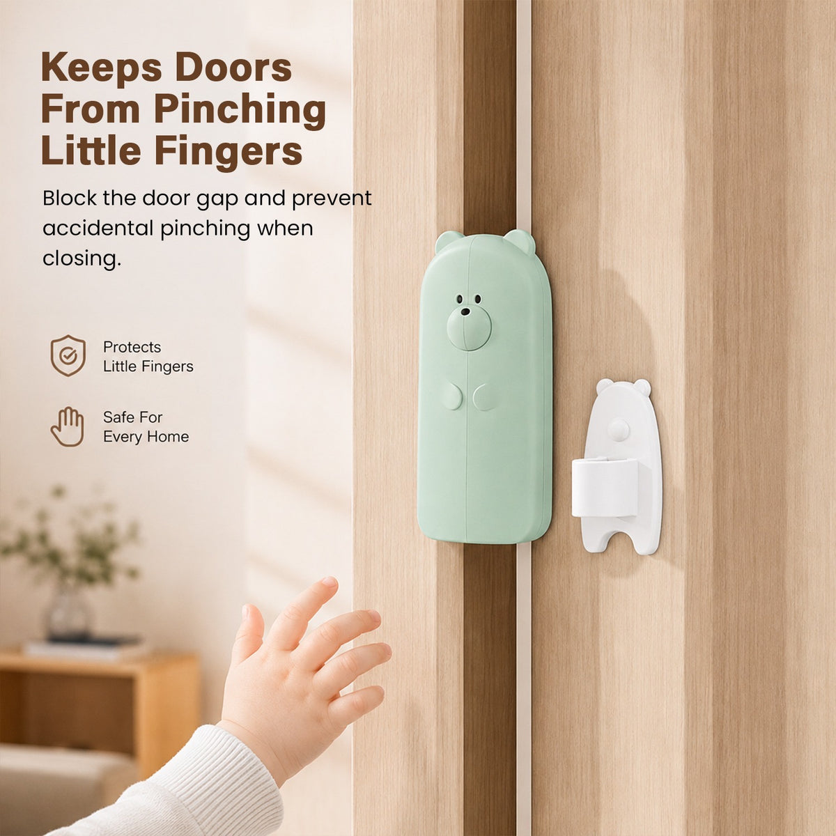 TONY STARK Baby Safety Door Pinch Guard, Cartoon Bear Finger Protector for Kids, Anti-Slam Door Guard for Babies, Toddlers & Children, Soft Door Safety Stopper for Home, Bedroom & Nursery (Pack of 4)