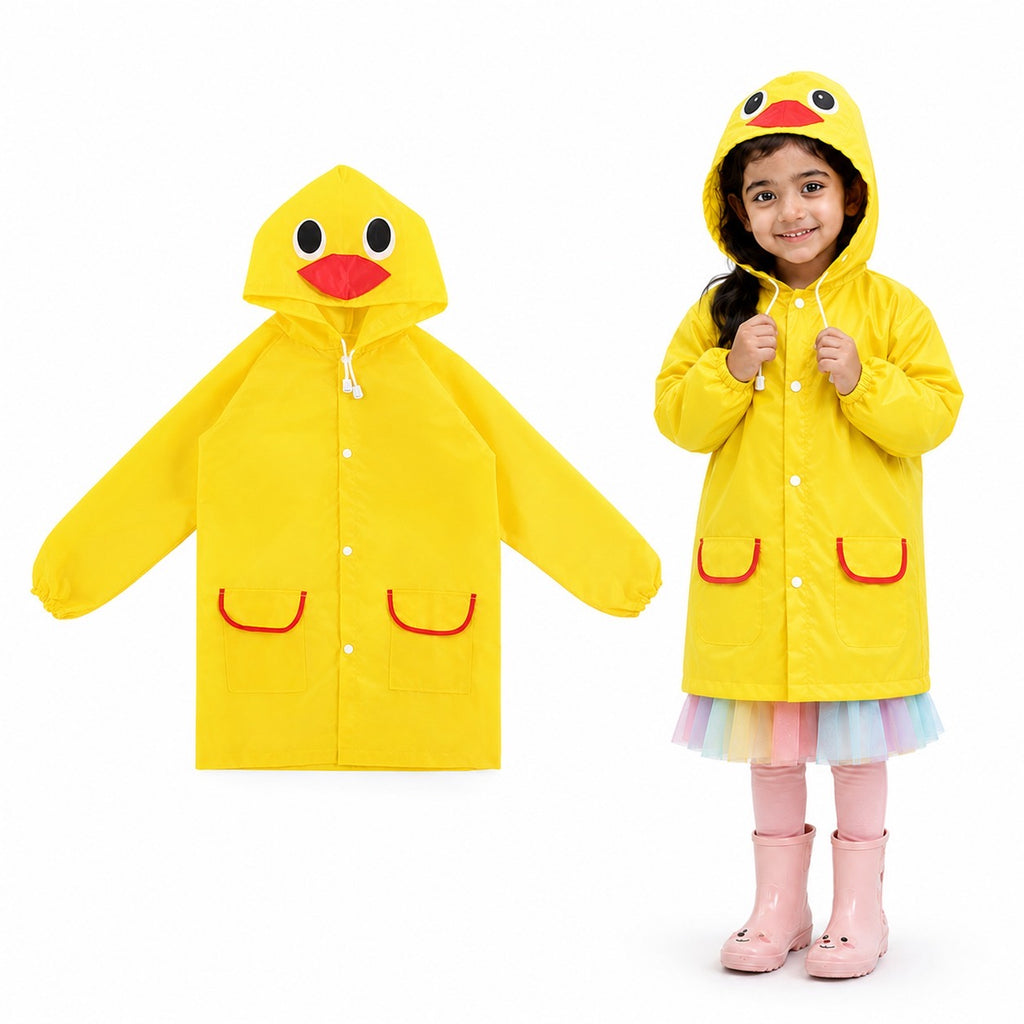 Poncho Raincoat for Kids Boys & Girls, Waterproof Polyester with Hood, Pockets & School Bag Cover, Lightweight Kids Rainwear for School, Outdoors Bright Colours, 3-7 Years