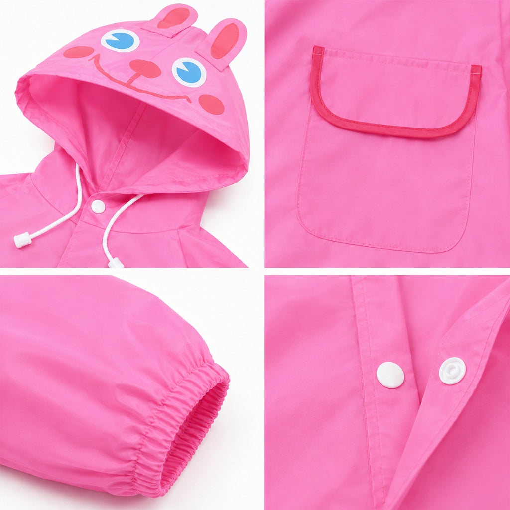 Poncho Raincoat for Kids Boys & Girls, Waterproof Polyester with Hood, Pockets & School Bag Cover, Lightweight Kids Rainwear for School, Outdoors Bright Colours, 3-7 Years