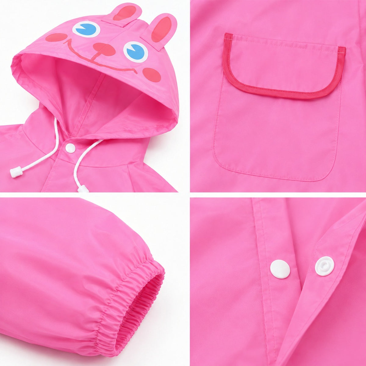 Poncho Raincoat for Kids Boys & Girls, Waterproof Polyester with Hood, Pockets & School Bag Cover, Lightweight Kids Rainwear for School, Outdoors Bright Colours, 3-7 Years