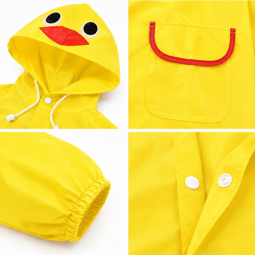 Poncho Raincoat for Kids Boys & Girls, Waterproof Polyester with Hood, Pockets & School Bag Cover, Lightweight Kids Rainwear for School, Outdoors Bright Colours, 3-7 Years