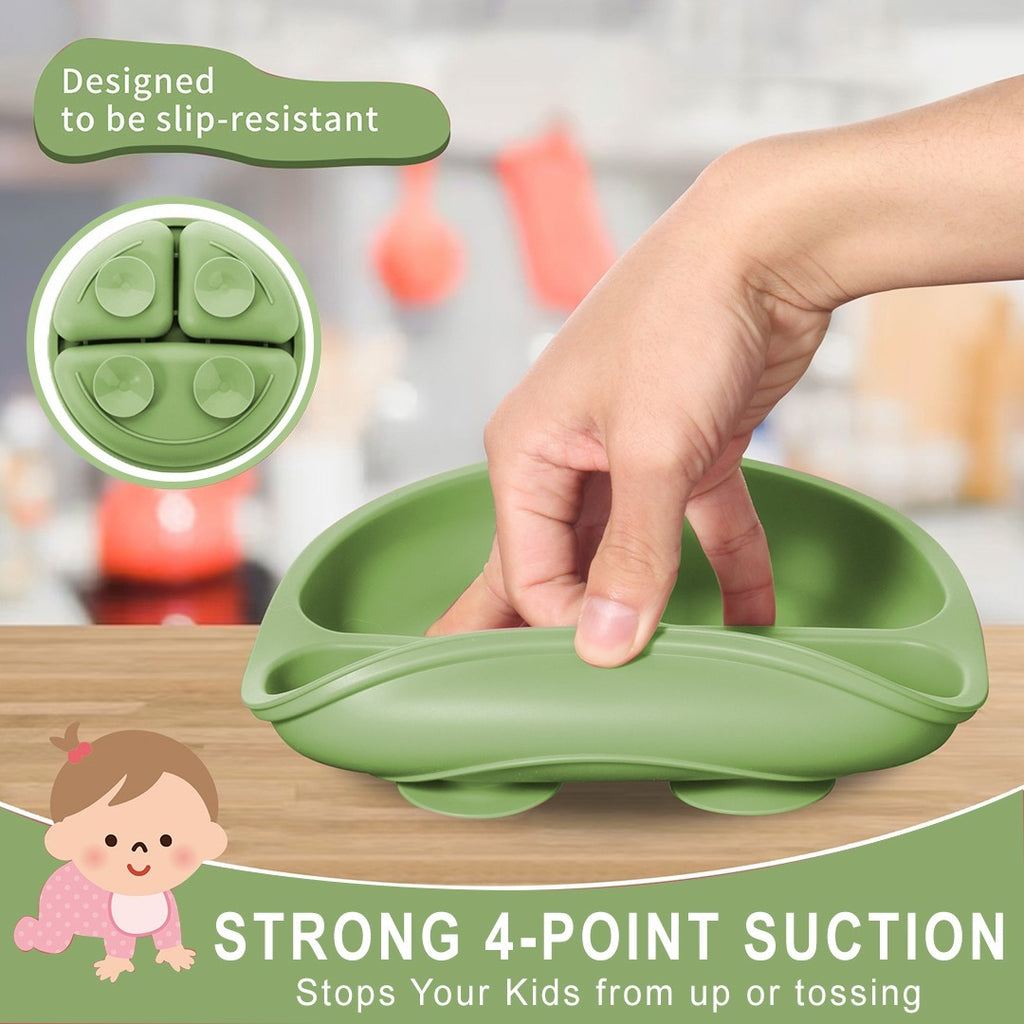 Silicone Baby Feeding Set - Bowl Plate Spoon and Fork