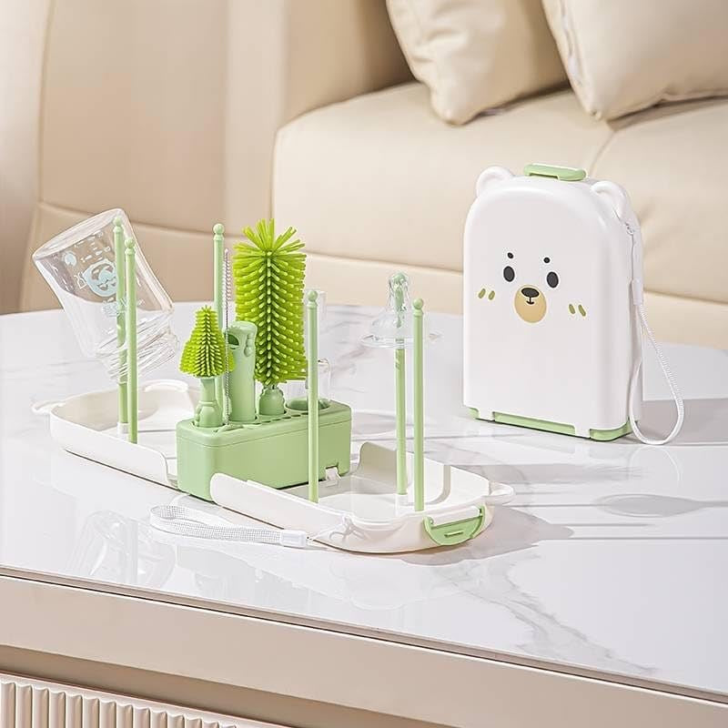 Silicone Baby & Kids Bottle Cleaning Brush Set with Storage Box