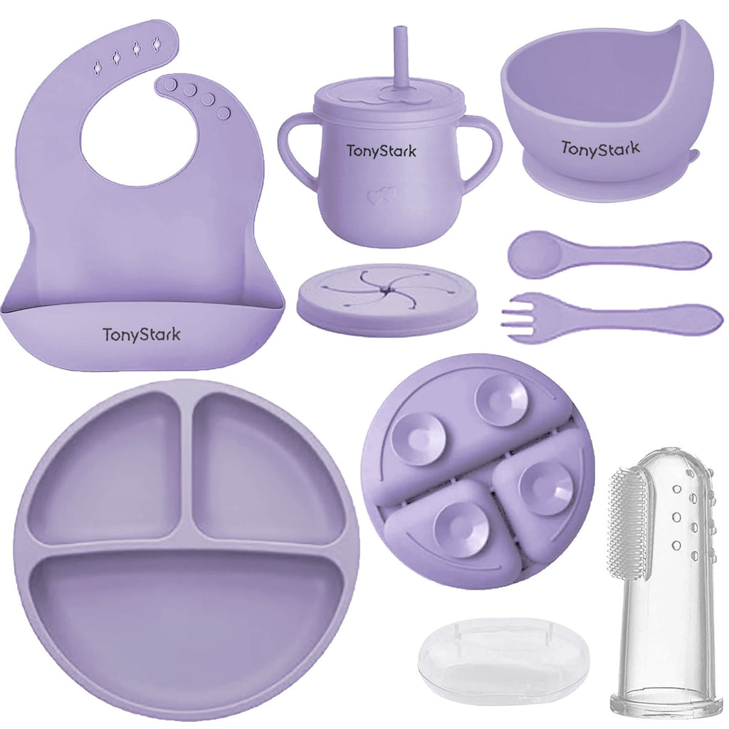 Silicone Baby Feeding Set - Bowl Plate Spoon and Fork