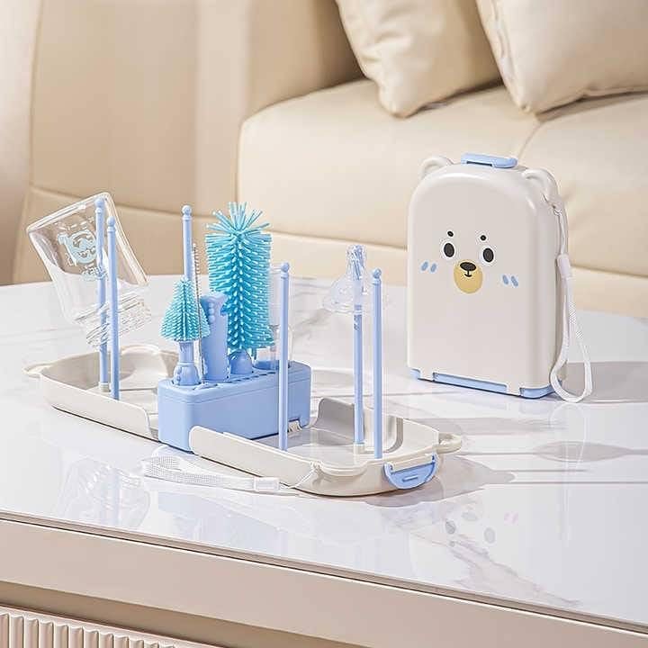 Silicone Baby & Kids Bottle Cleaning Brush Set with Storage Box